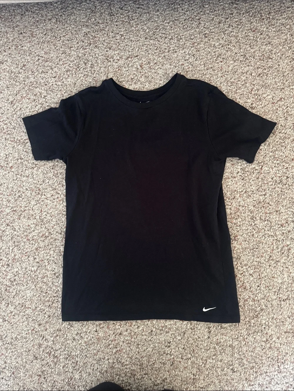 Nike Black Short-Sleeve Crew Tee with White Swoosh